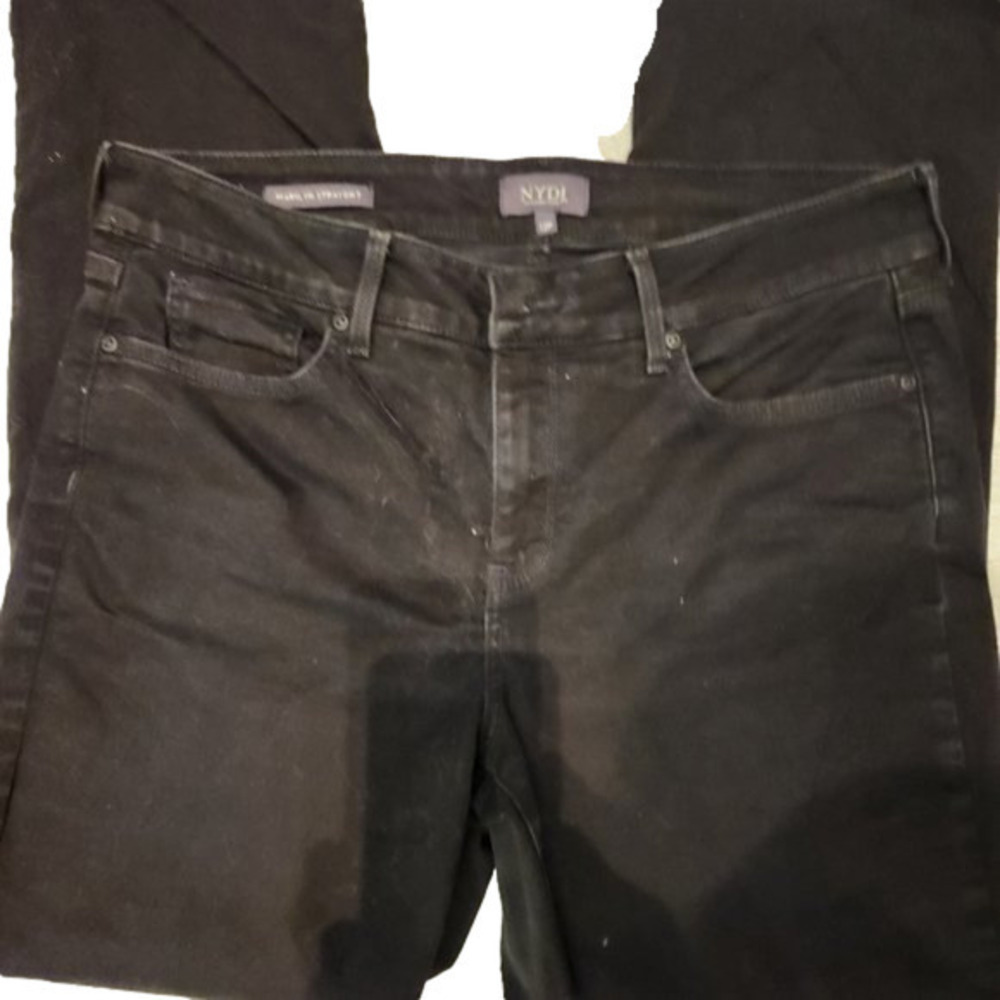 218. NYJD Marilyn Straight Black Denim Jeans sz 12P